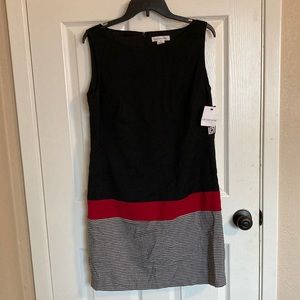 NWT Liz Claiborne sheath dress size 10 black/real red design.